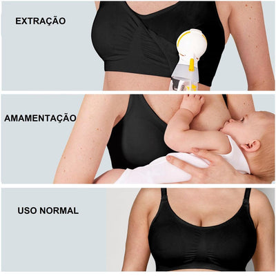 Sutiã de Amamentação e Extração Medela 3 em 1 Preto - Amamentar é Uma Jornada
